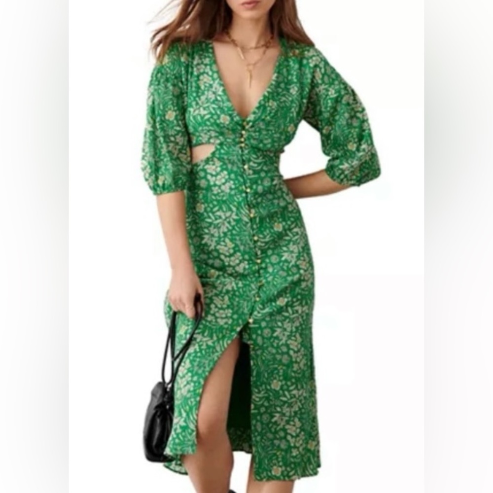 Ba&Sh Robe Aria green floral dress. Is size 3